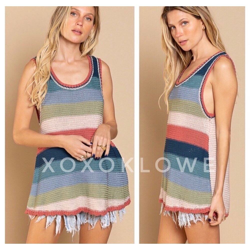 NWOT! POL Striped Sleeveless Sweater Top – Relaxed Fit - Picture 3 of 8
